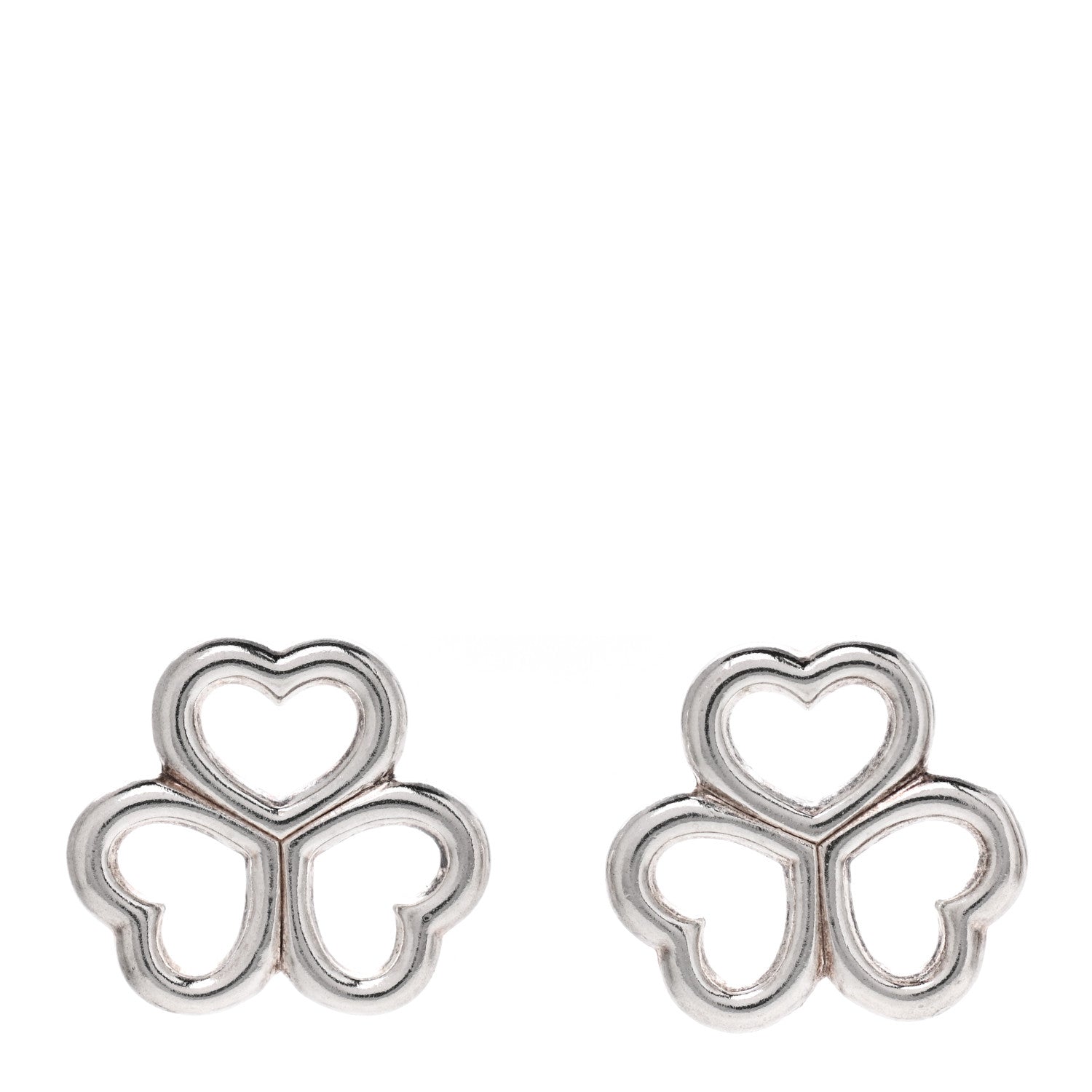 Tiffany Sterling Silver Heart Clover Earrings 1 of 4