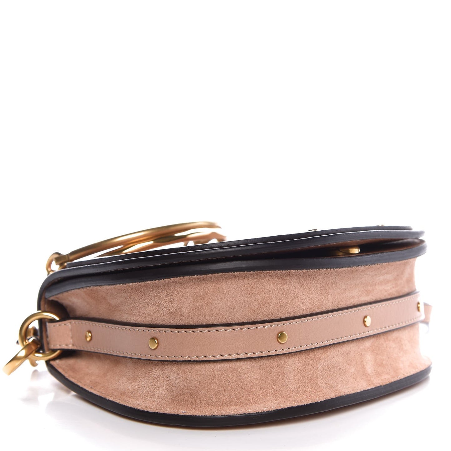 Calfskin Suede Small Nile Bracelet Bag Biscotti Beige