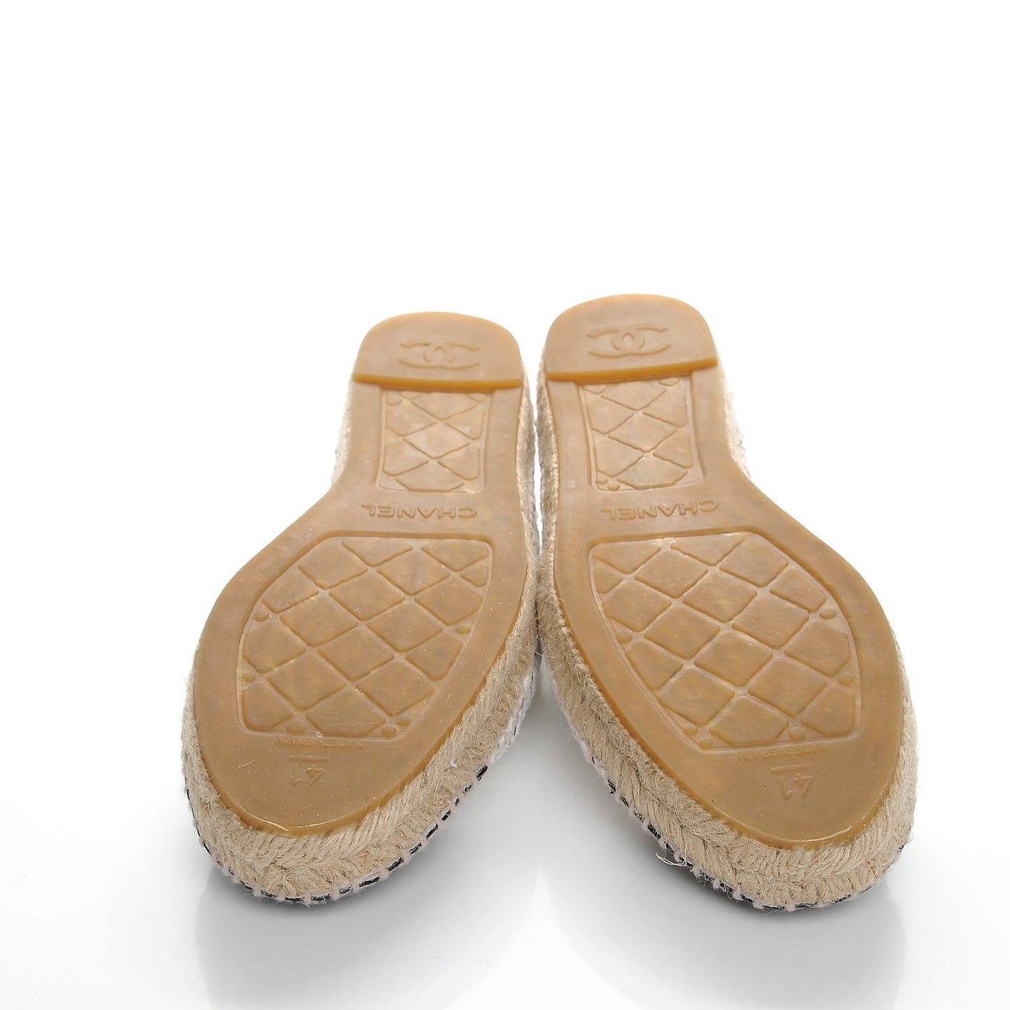 Tweed Patent Calfskin CC Espadrilles 41 White Black