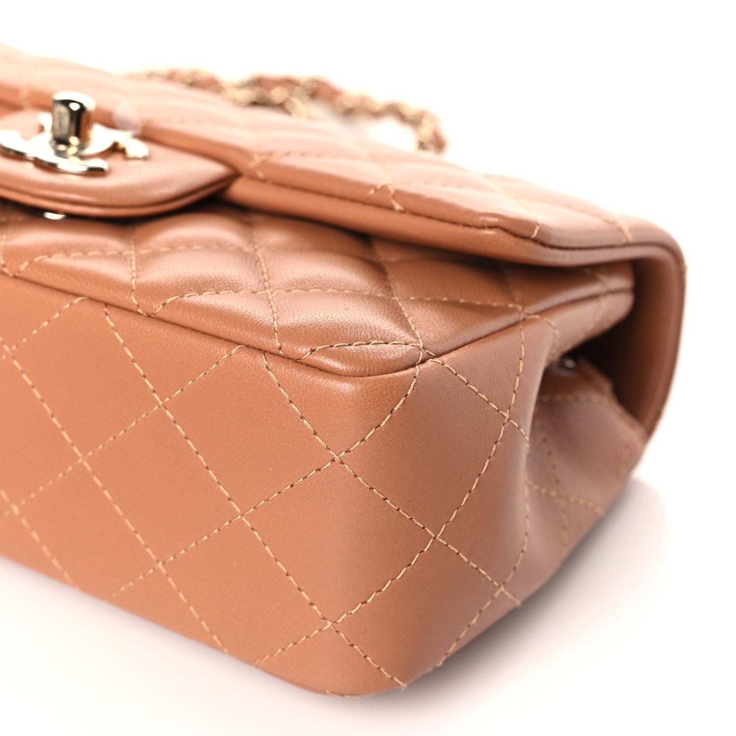 Chanel Lambskin Quilted Mini Rectangular Flap Brown 9 of 10