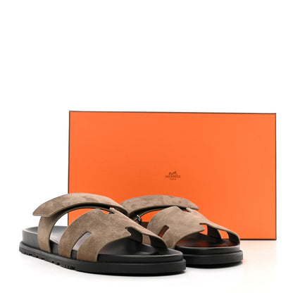 Hermes Suede Goatskin Mens Chypre Sandals 44 Etoupe 10 of 10