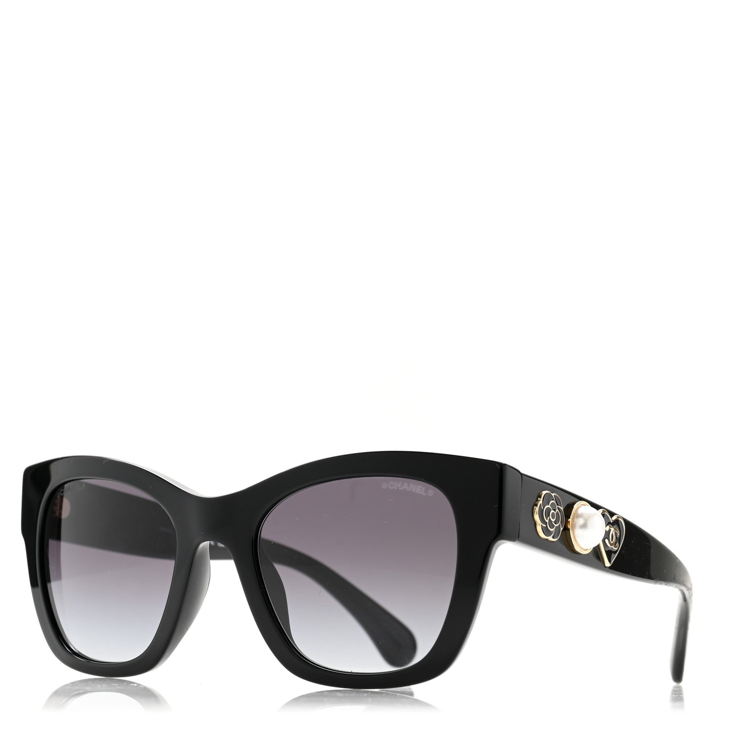 Acetate Square CC Heart Sunglasses 5478-A Black
