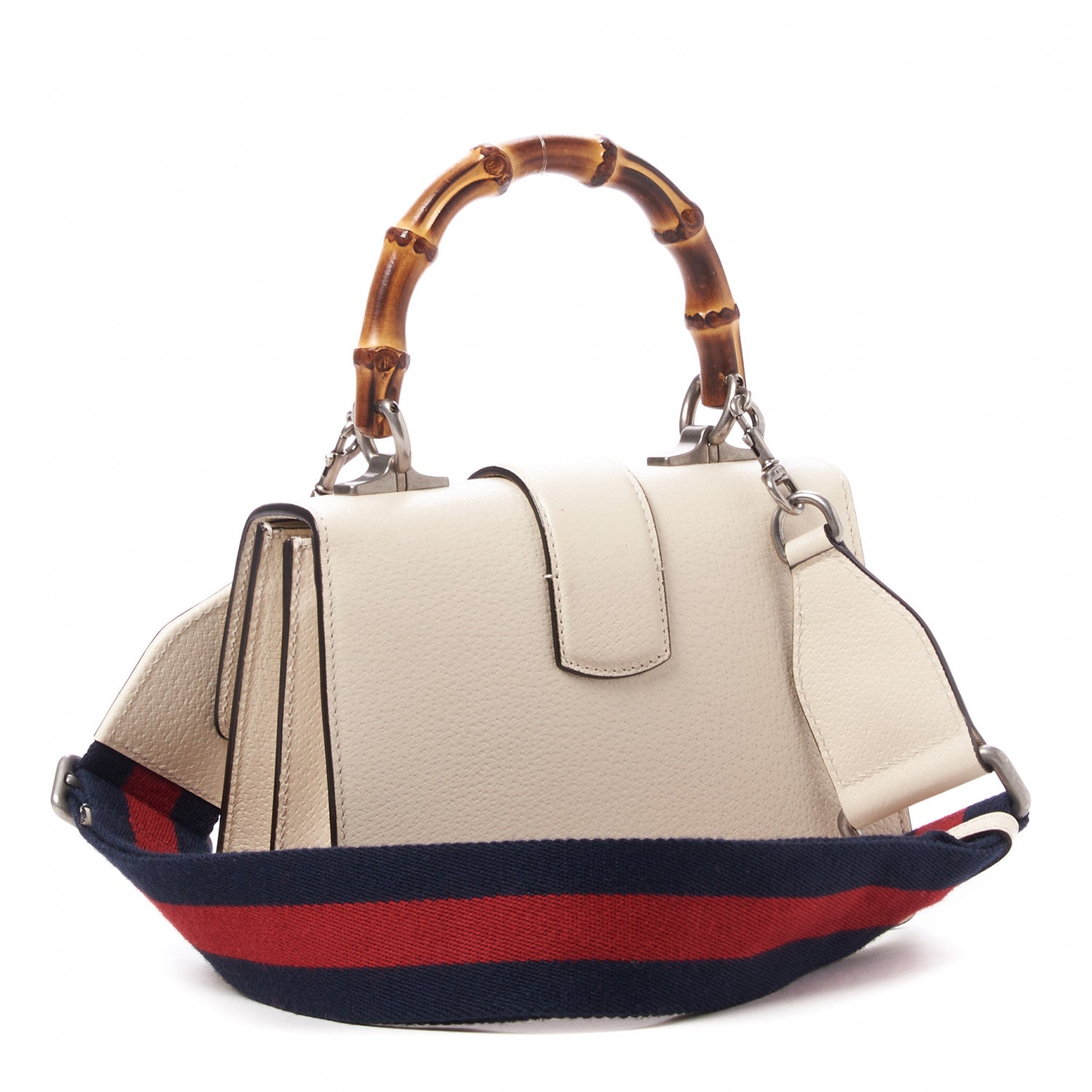 Gucci Textured Calfskin Crystal Bamboo Web Mini Dionysus Top Handle Bag Mystic White 3 of 10