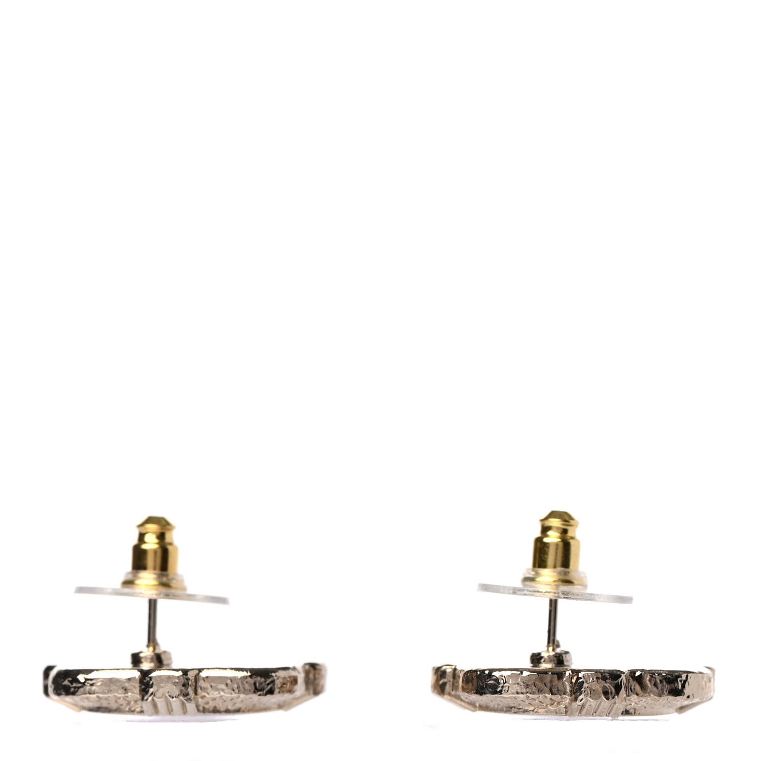 Chanel Resin Crystal Quilted CC Heart Earrings Gold Black 3 of 4