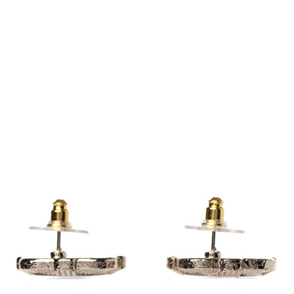 Chanel Resin Crystal Quilted CC Heart Earrings Gold Black 3 of 4