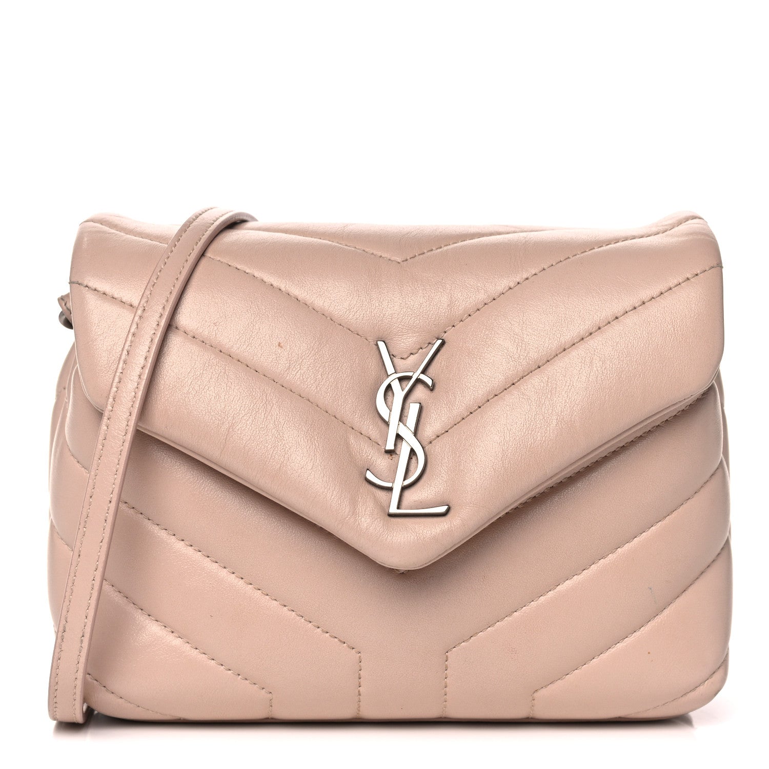 Saint Laurent Calfskin Y Quilted Monogram Toy Loulou Crossbody Bag Marble Pink 1 of 19