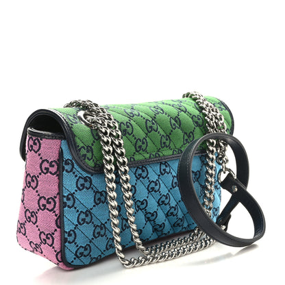 Gucci Monogram Multicolor Matelasse Diagonal Small GG Marmont Shoulder Bag Green Blue Yellow Light Blue Pink 4 of 10