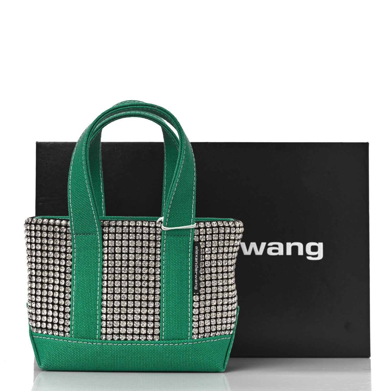 Alexander Wang Mesh Crystal Rhinestone Mini Cruiser Tote Green Silver 9 of 9