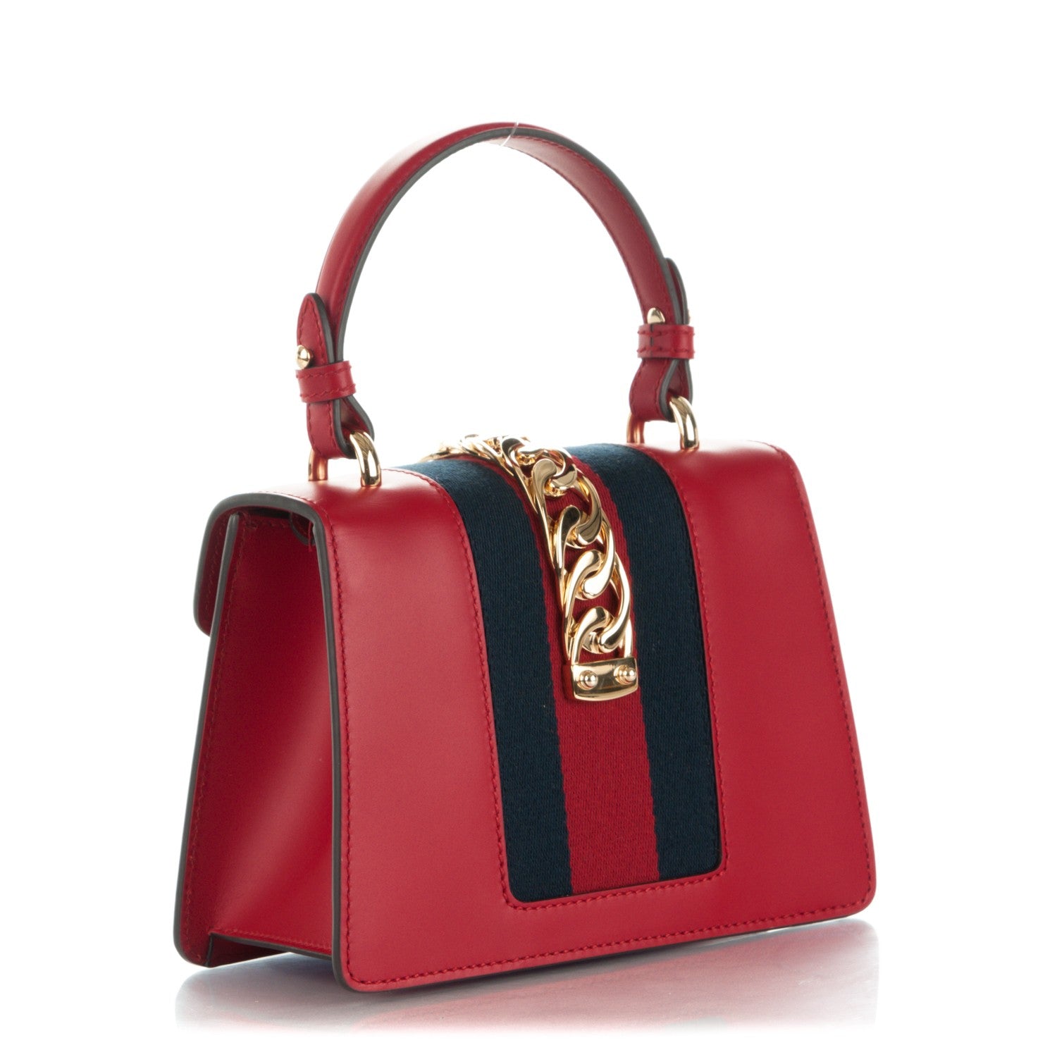 Gucci Calfskin Mini Sylvie Top Handle Bag Hibiscus Red 3 of 7