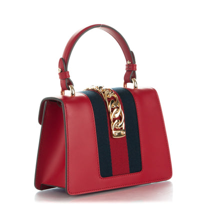 Gucci Calfskin Mini Sylvie Top Handle Bag Hibiscus Red 3 of 7