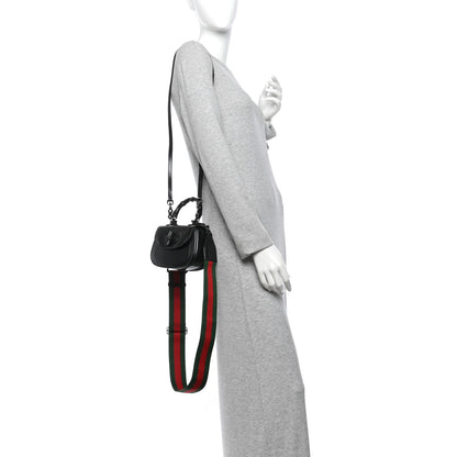 Gucci Boarded Dyana Lux Calfskin Web Monochrome Small Bamboo 1947 Top Handle Bag Black 2 of 12