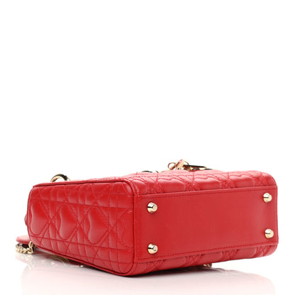 Christian Dior Calfskin Cannage Dioramour Mini Lady Dior Bag Bright Red 4 of 11