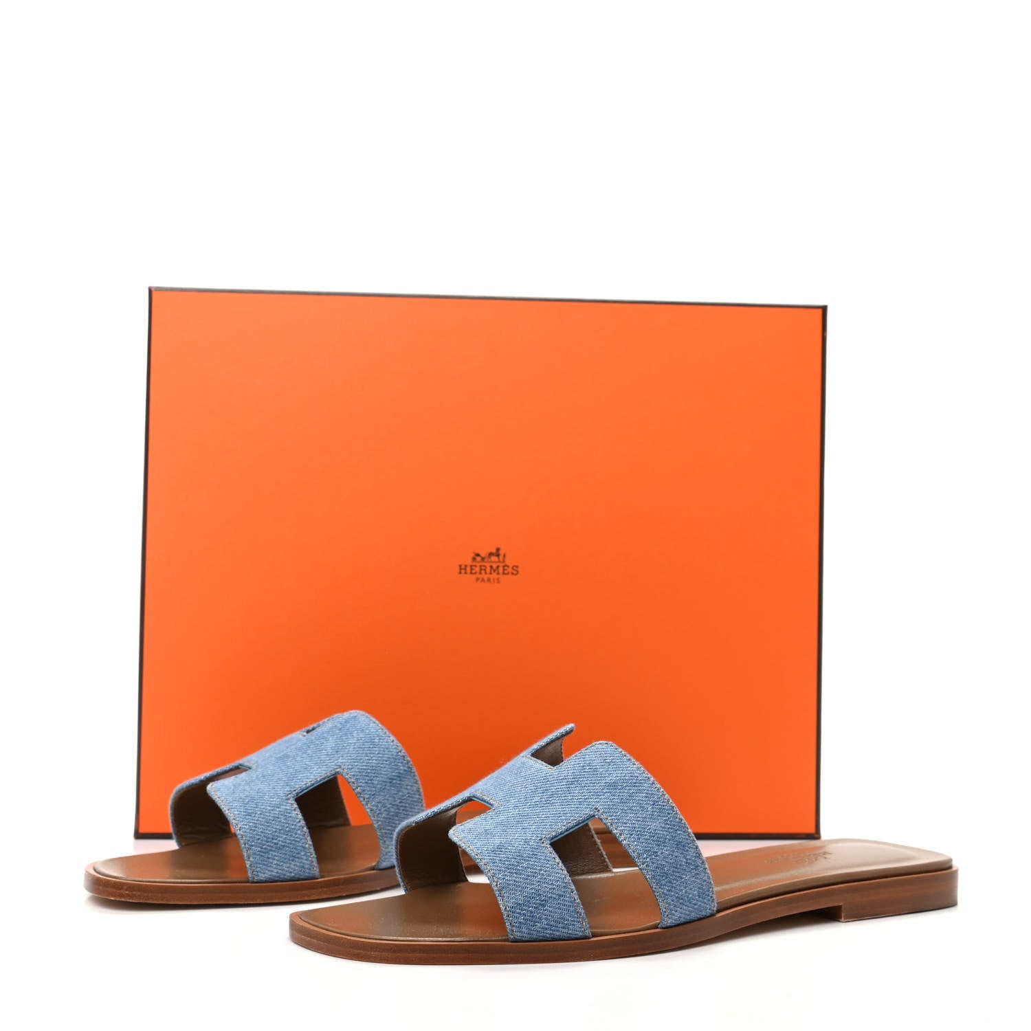 Hermes Denim Canvas Oran Sandals 37 Bleu Clair 9 of 9