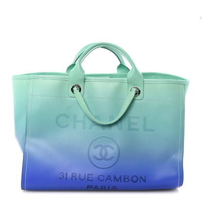 Chanel Shaded Calfskin Medium Deauville Tote Light Green Turquoise Purple 1 of 11