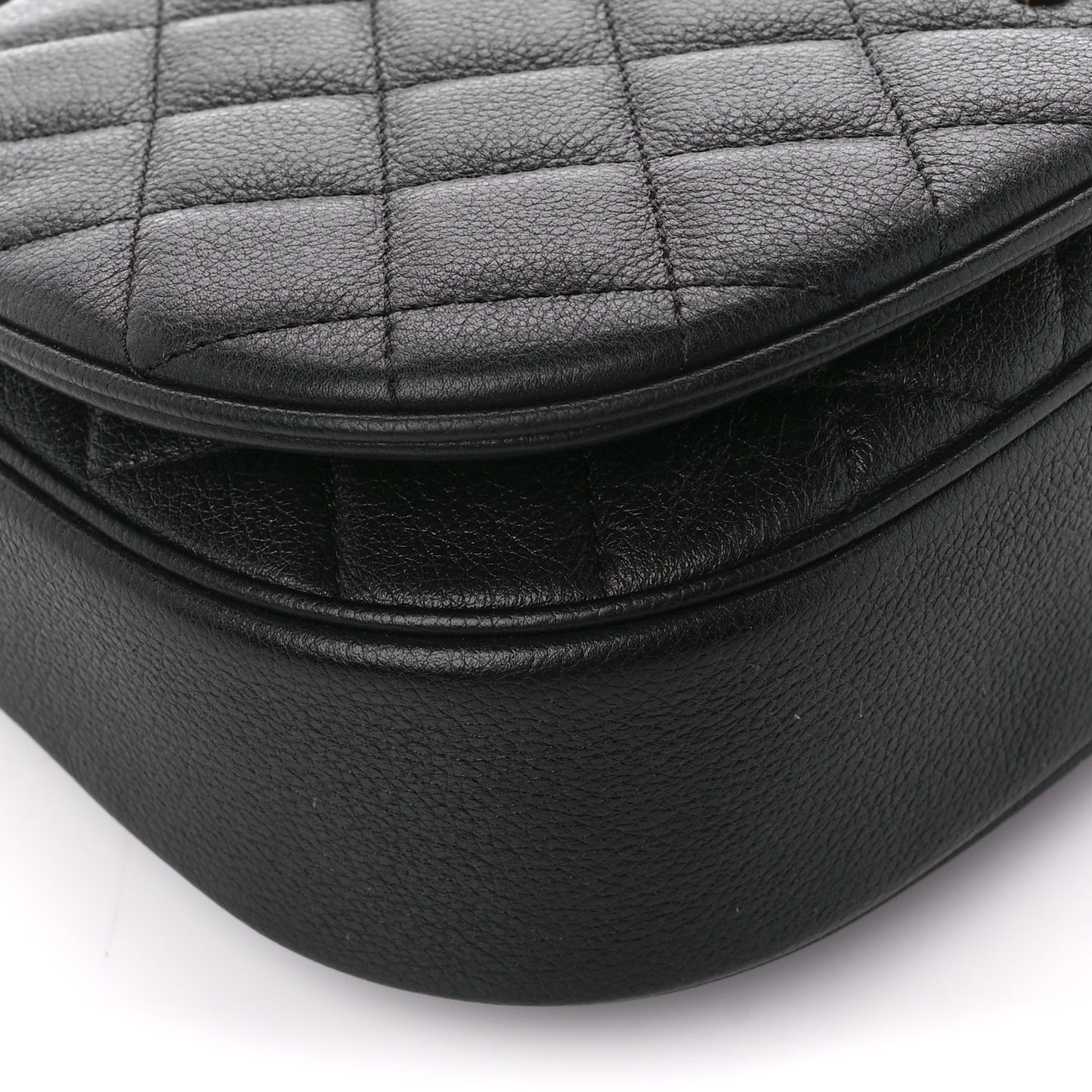 Calfskin Quilted Casual Pocket Messenger Flap Black
