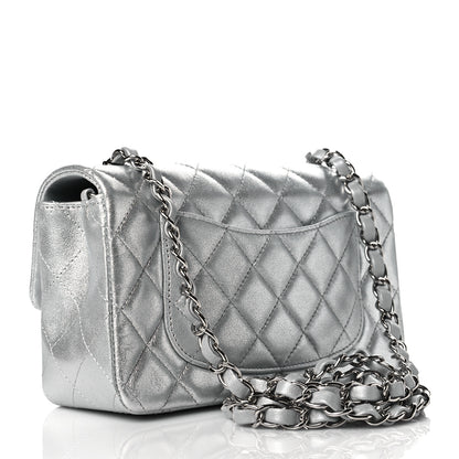 Chanel Metallic Lambskin Quilted Mini Rectangular Flap Silver 3 of 11