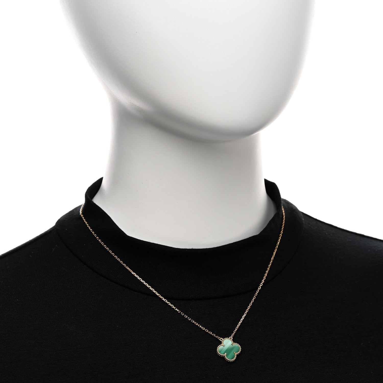 Van Cleef & Arpels 18K Yellow Gold Malachite Vintage Alhambra Pendant Necklace 2 of 5