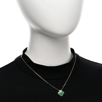 Van Cleef & Arpels 18K Yellow Gold Malachite Vintage Alhambra Pendant Necklace 2 of 5
