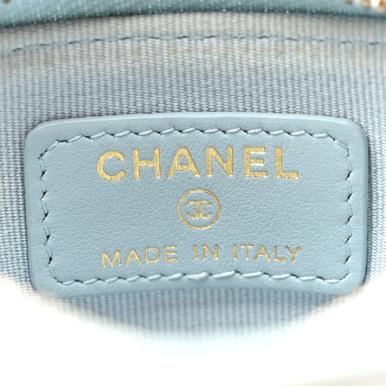 Chanel Lambskin Quilted Chanel 19 Zip Card Holder Wallet Light Blue 6 of 11