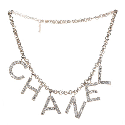 Chanel Metal Crystal Cha-Nel Logo Necklace Gold 3 of 6