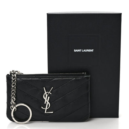 Saint Laurent Calfskin Matelasse Monogram Key Pouch Black 8 of 8