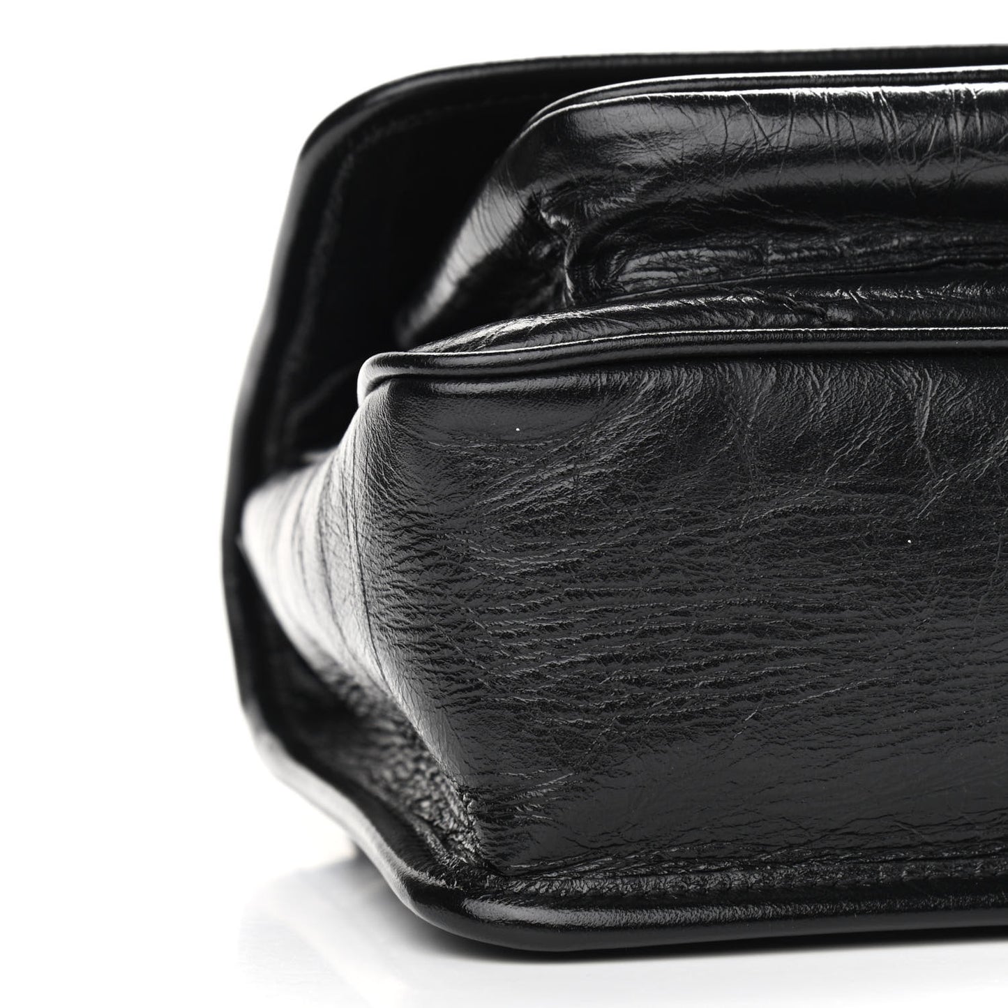 Crinkled Calfskin Matelasse Monogram Baby Niki Chain Satchel Black