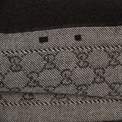 Gucci Wool Silk GG Monogram GGWeblong Fringe Scarf Shawl Grey 8 of 10