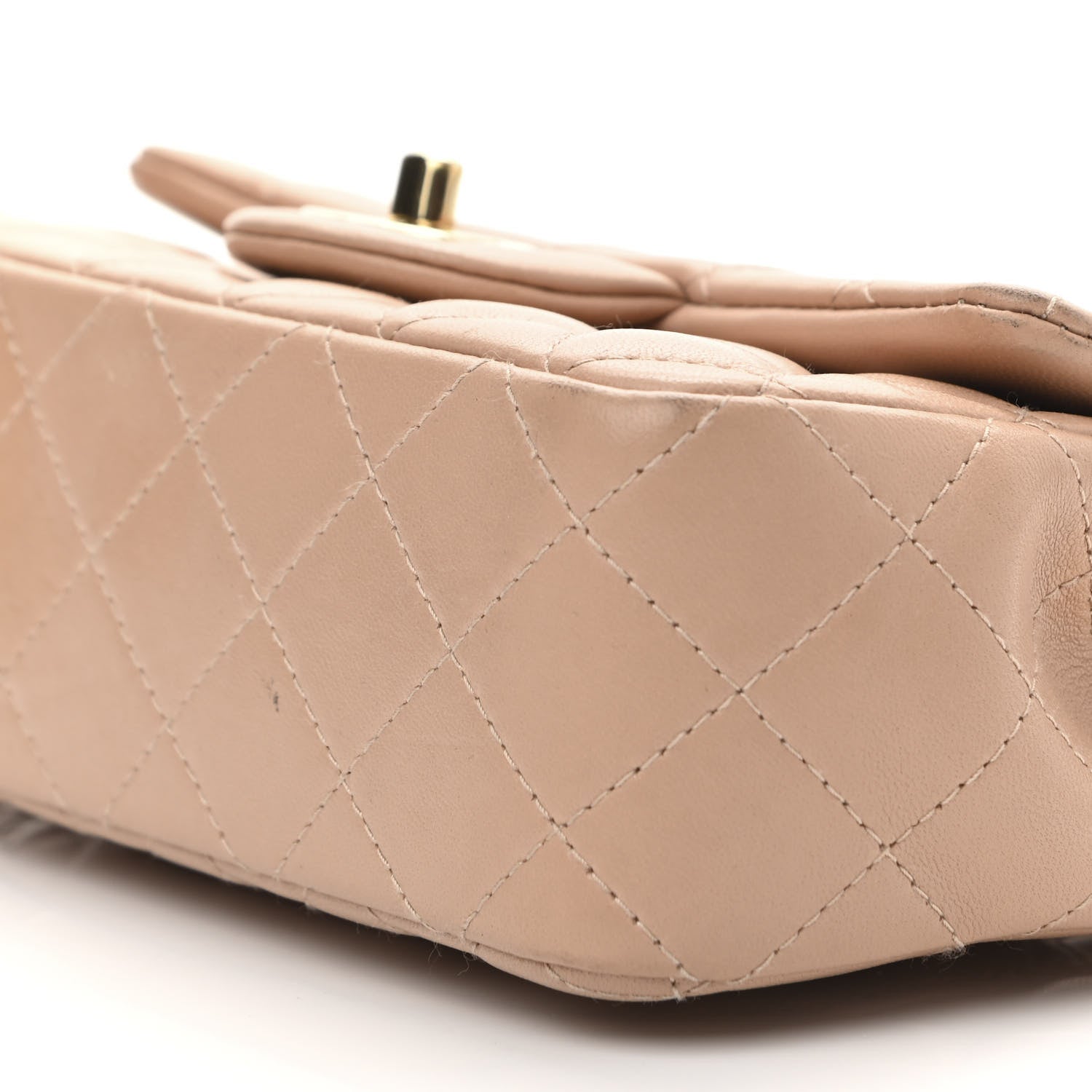 Chanel Lambskin Quilted Mini Rectangular Flap Beige 10 of 17