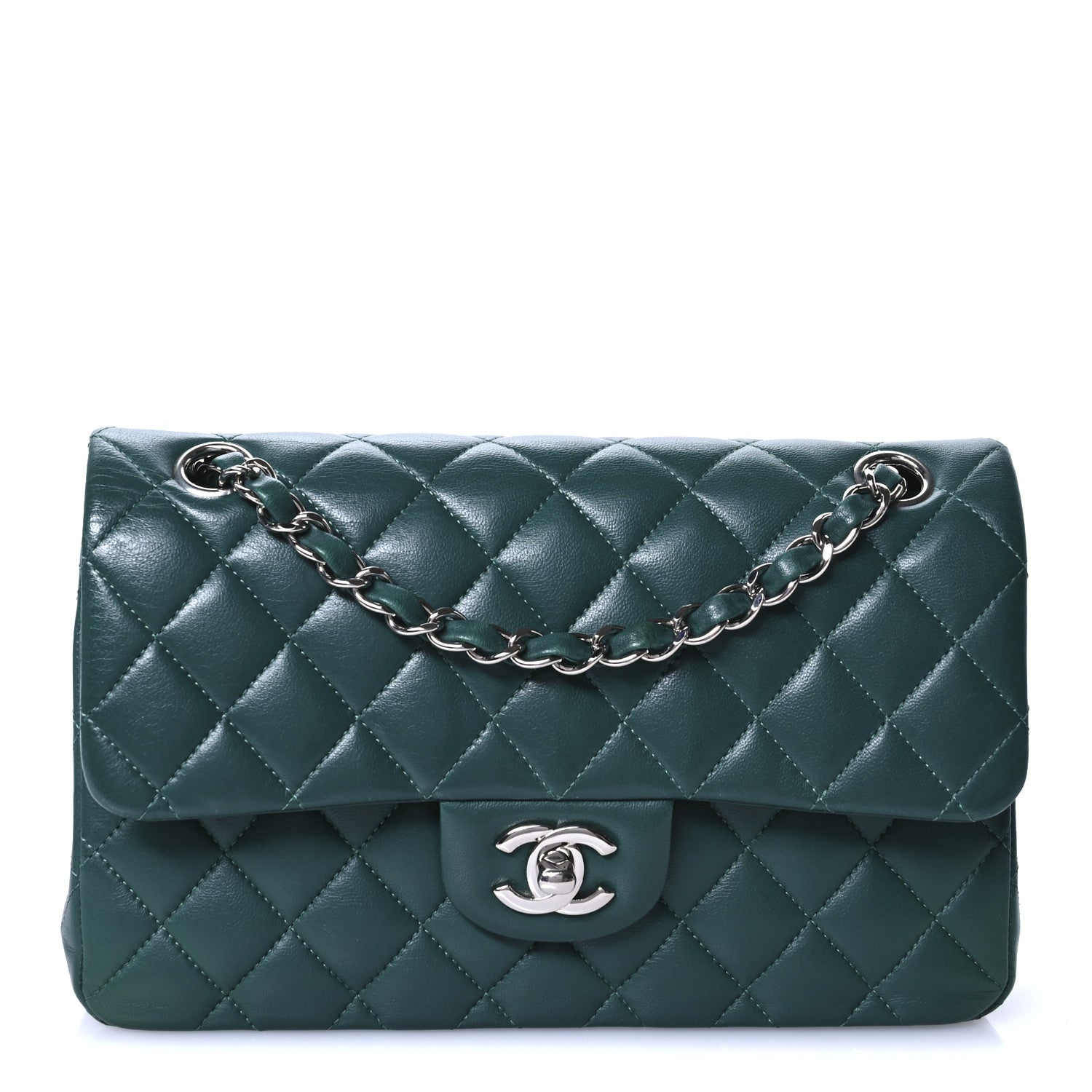 Chanel Lambskin Quilted Small Double Flap Green 8 of 10