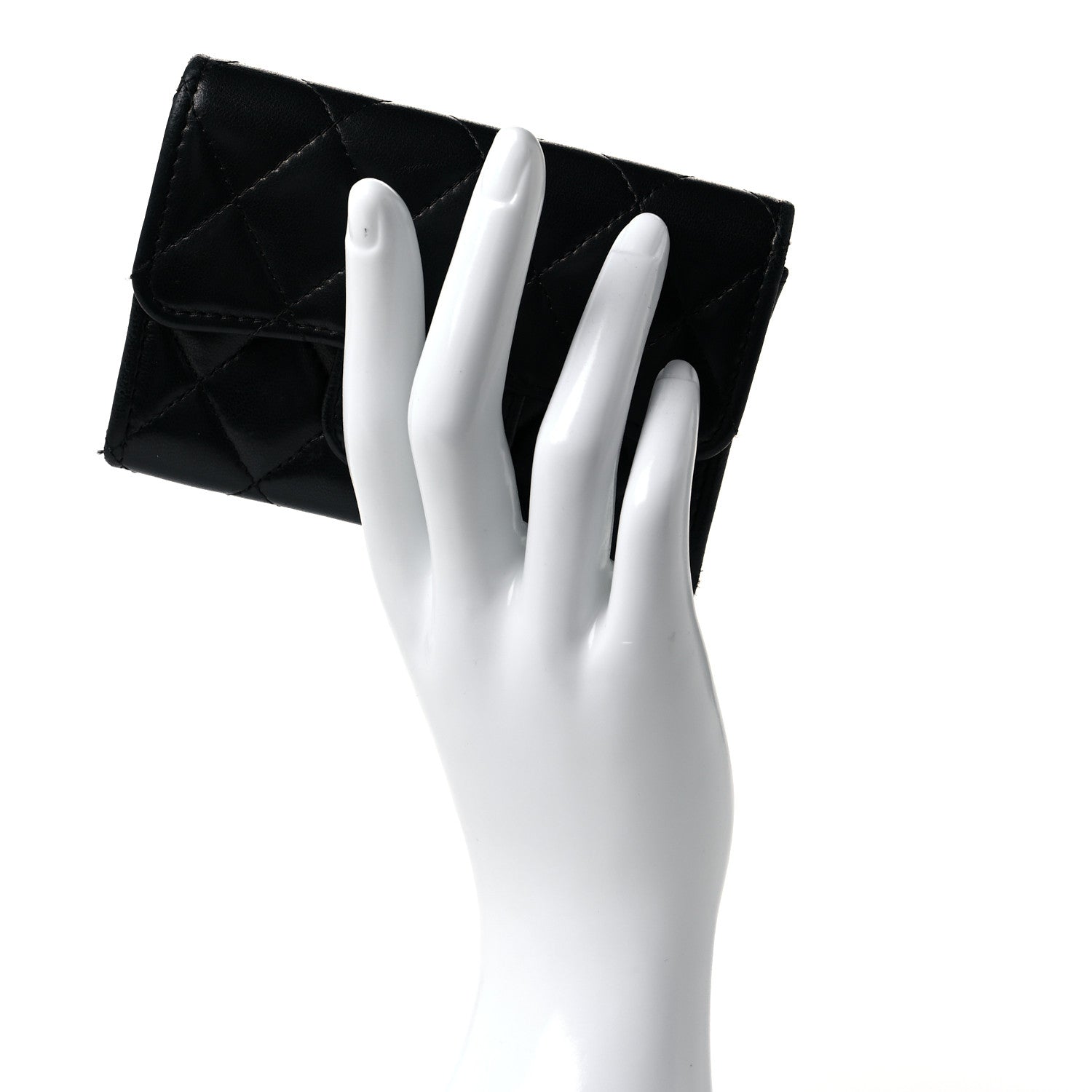 Chanel Lambskin Quilted Flap Card Holder Wallet Black 2 of 10