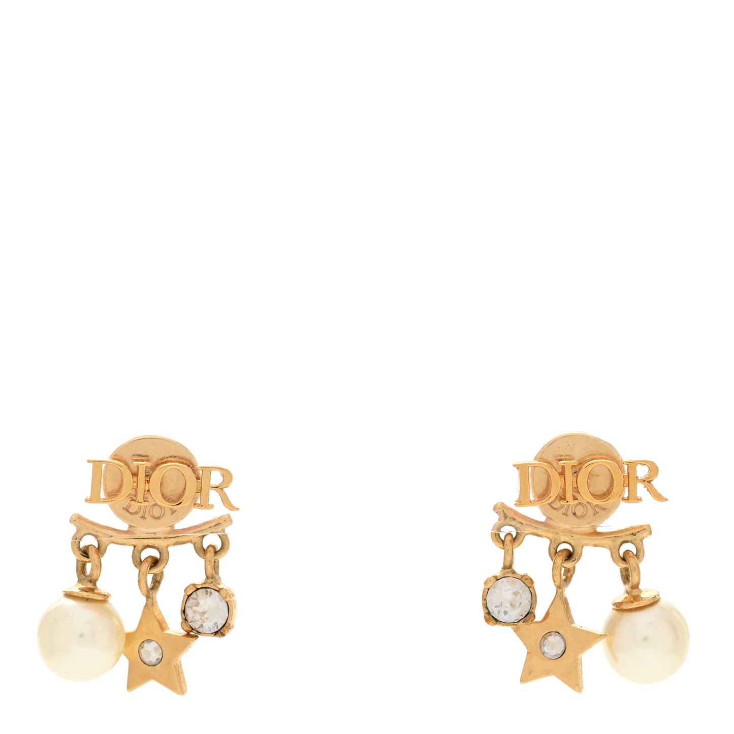 Pearl Crystal Dio(r)evolution Earrings Aged Gold