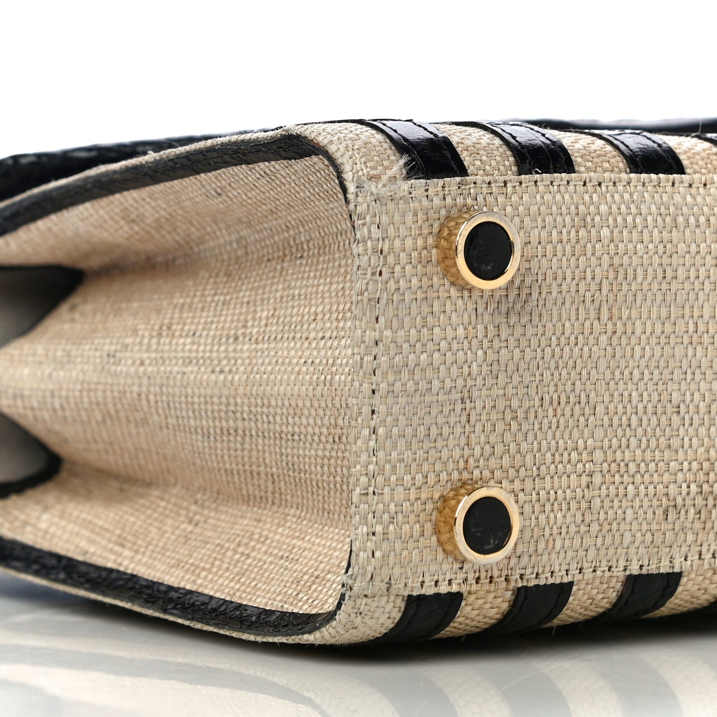 Crocodile Raffia Lily Top Handle Bag Black