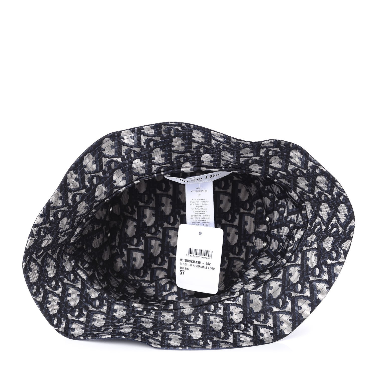 Christian Dior Oblique Reversible Teddy-D Brim Bucket Hat 57 Blue 9 of 14