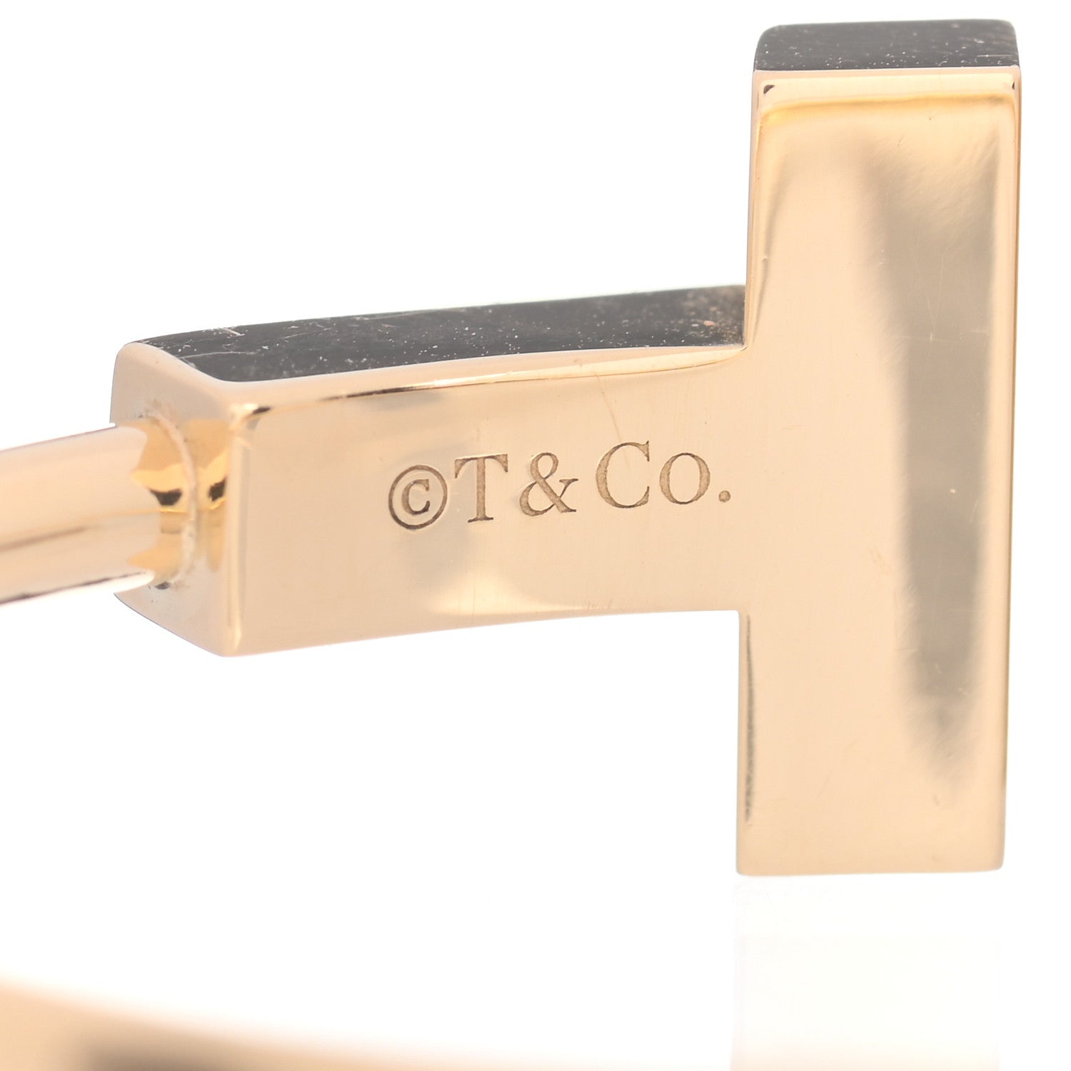 Tiffany 18K Yellow Gold T Wide Wire Bracelet 5 of 5