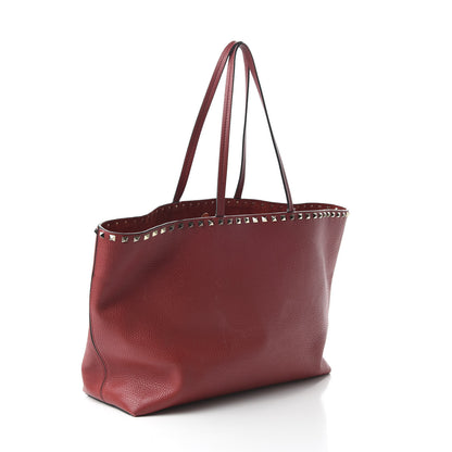 Valentino Garavani Grained Calfskin Rockstud Shoulder Tote Rosso Valentino 3 of 12