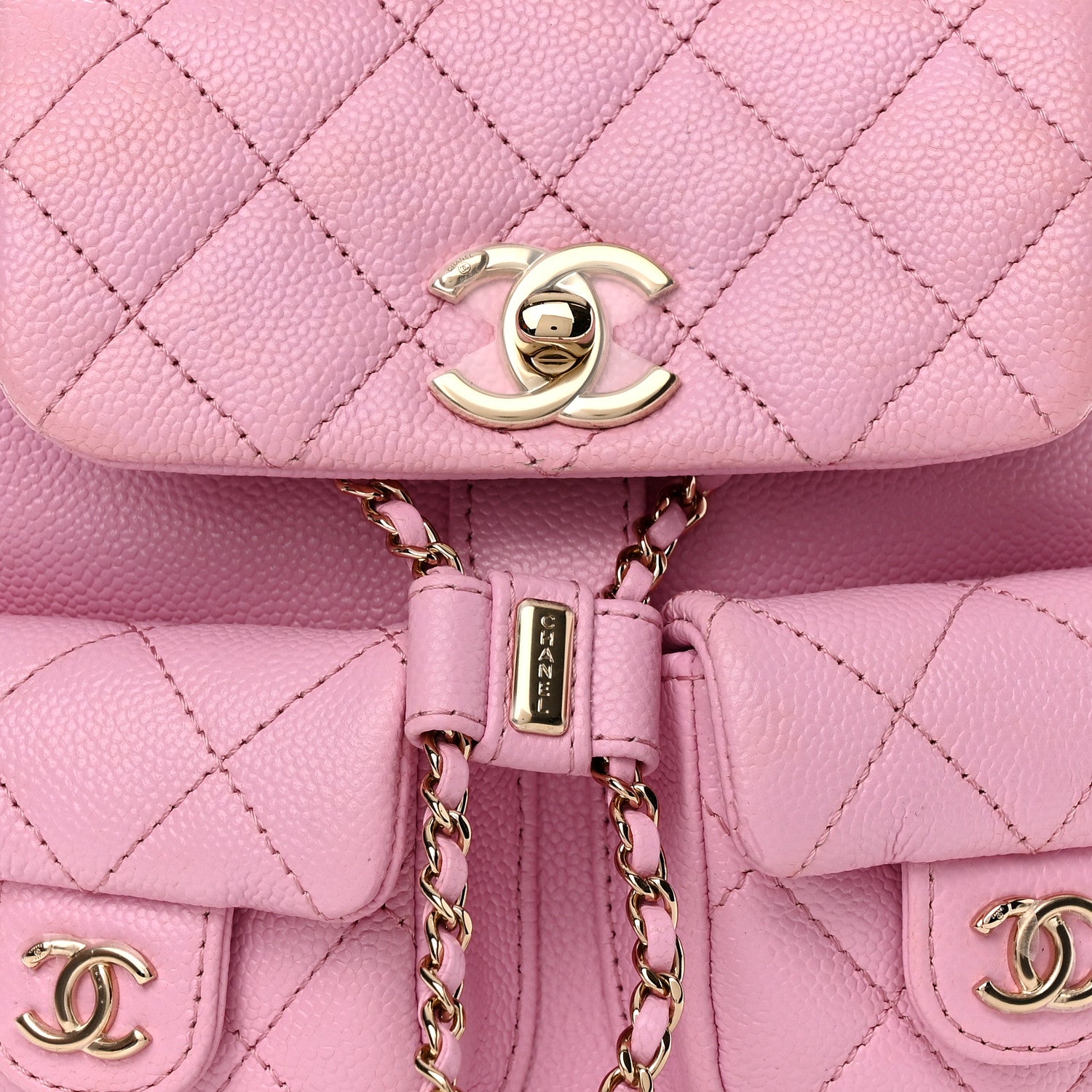 Chanel Shiny Caviar Quilted Small Duma Pockets Drawstring Backpack Lilac 8 of 12