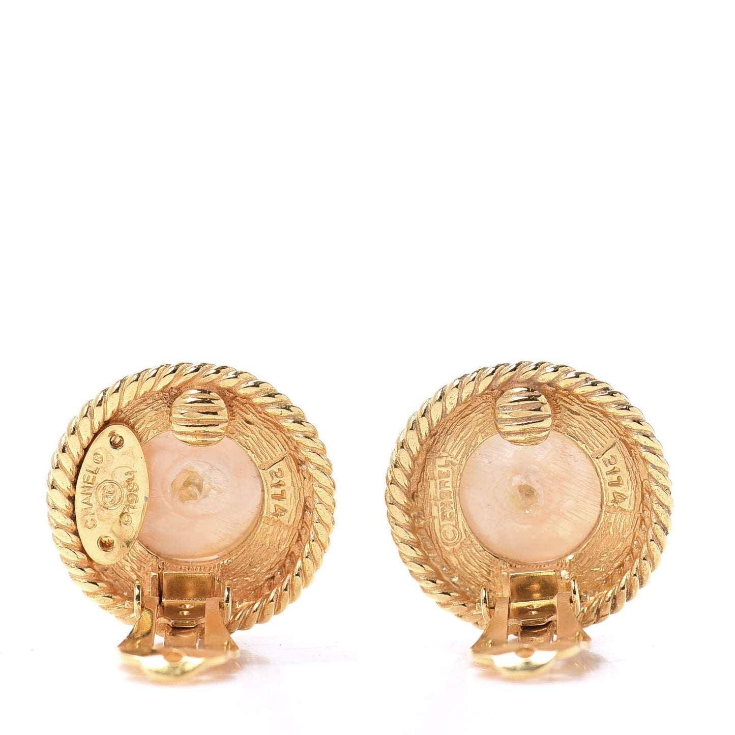 Pearl Round Clip On Earrings Gold