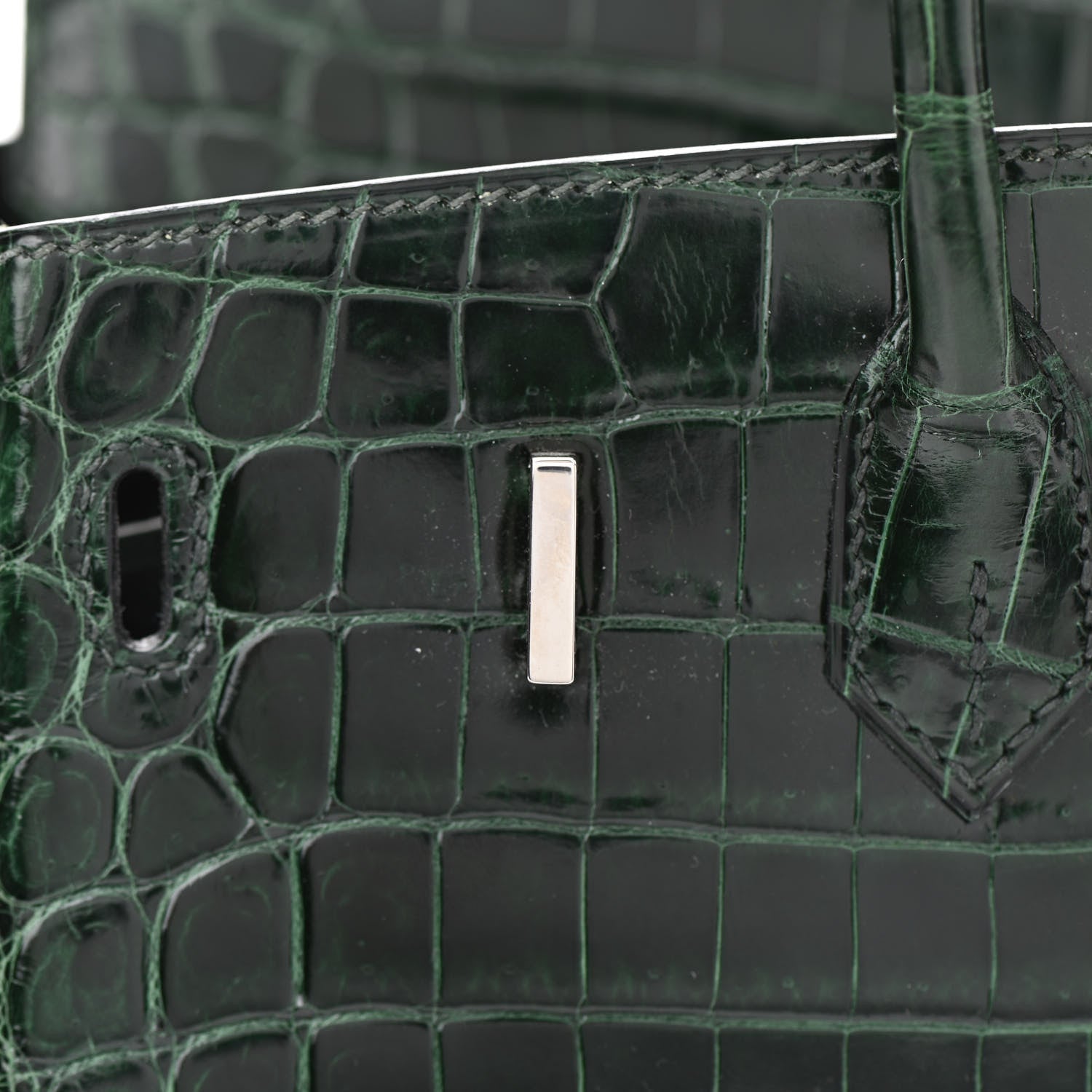 Hermes Shiny Niloticus Crocodile Birkin 25 Vert Fonce 25 of 32