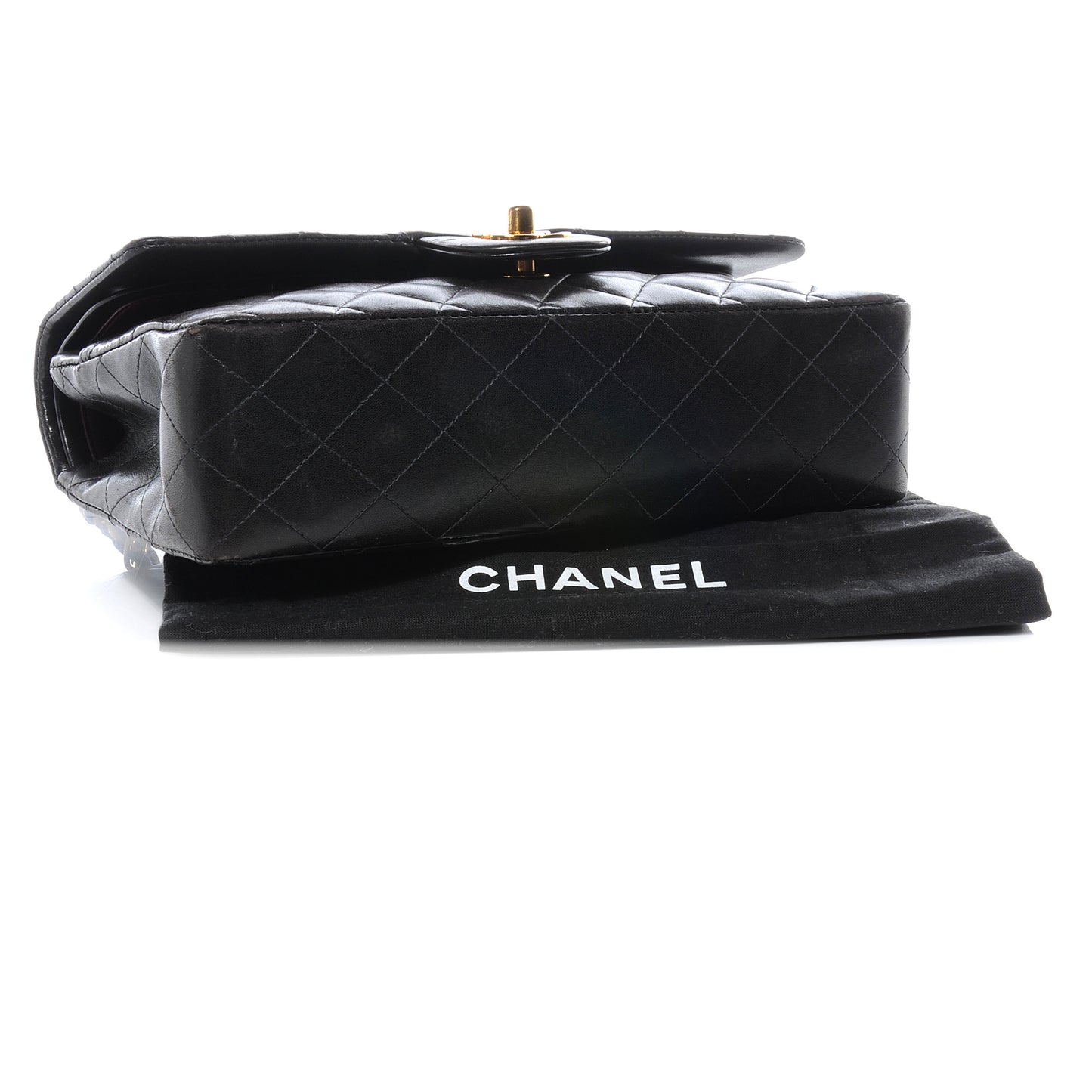 Lambskin Medium Double Flap Black