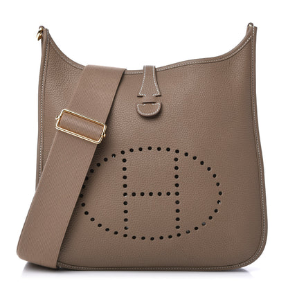 Hermes Taurillon Clemence Evelyne III PM Etoupe 1 of 10