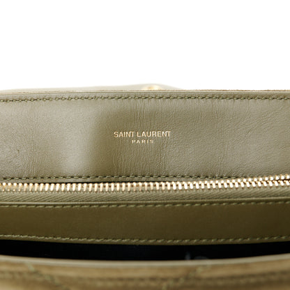 Saint Laurent Suede Y Quilted Monogram Medium Loulou Chain Satchel Loden Green 6 of 11