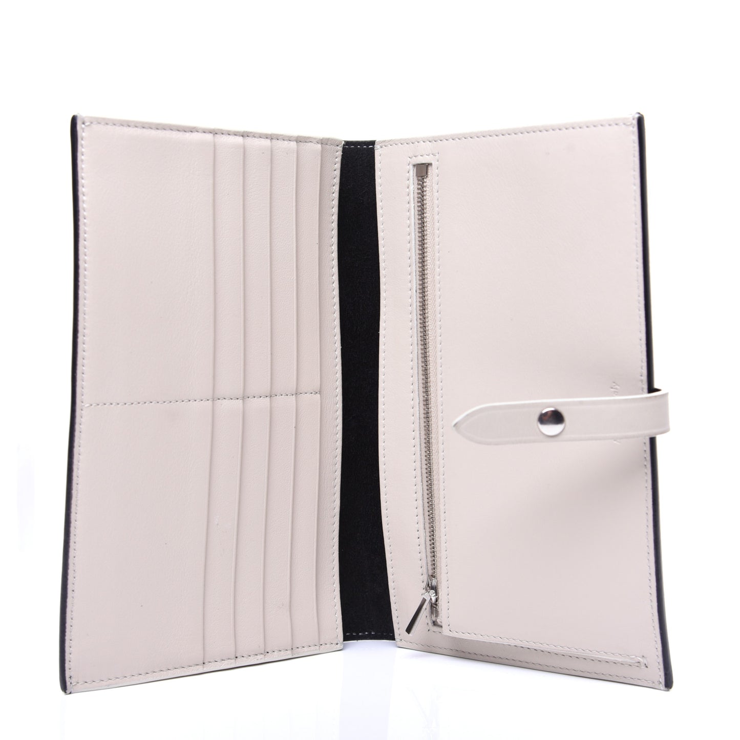 Grained Calfskin Large Multifunction Strap Wallet Black Chalk