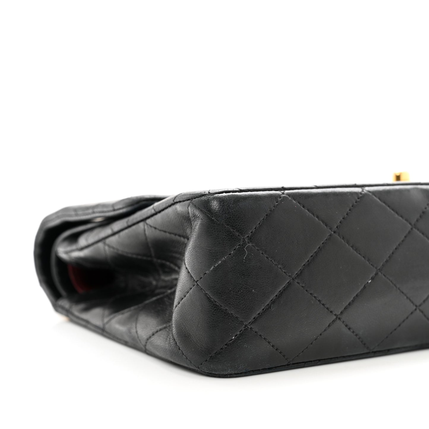 Lambskin Quilted Medium Double Flap Black