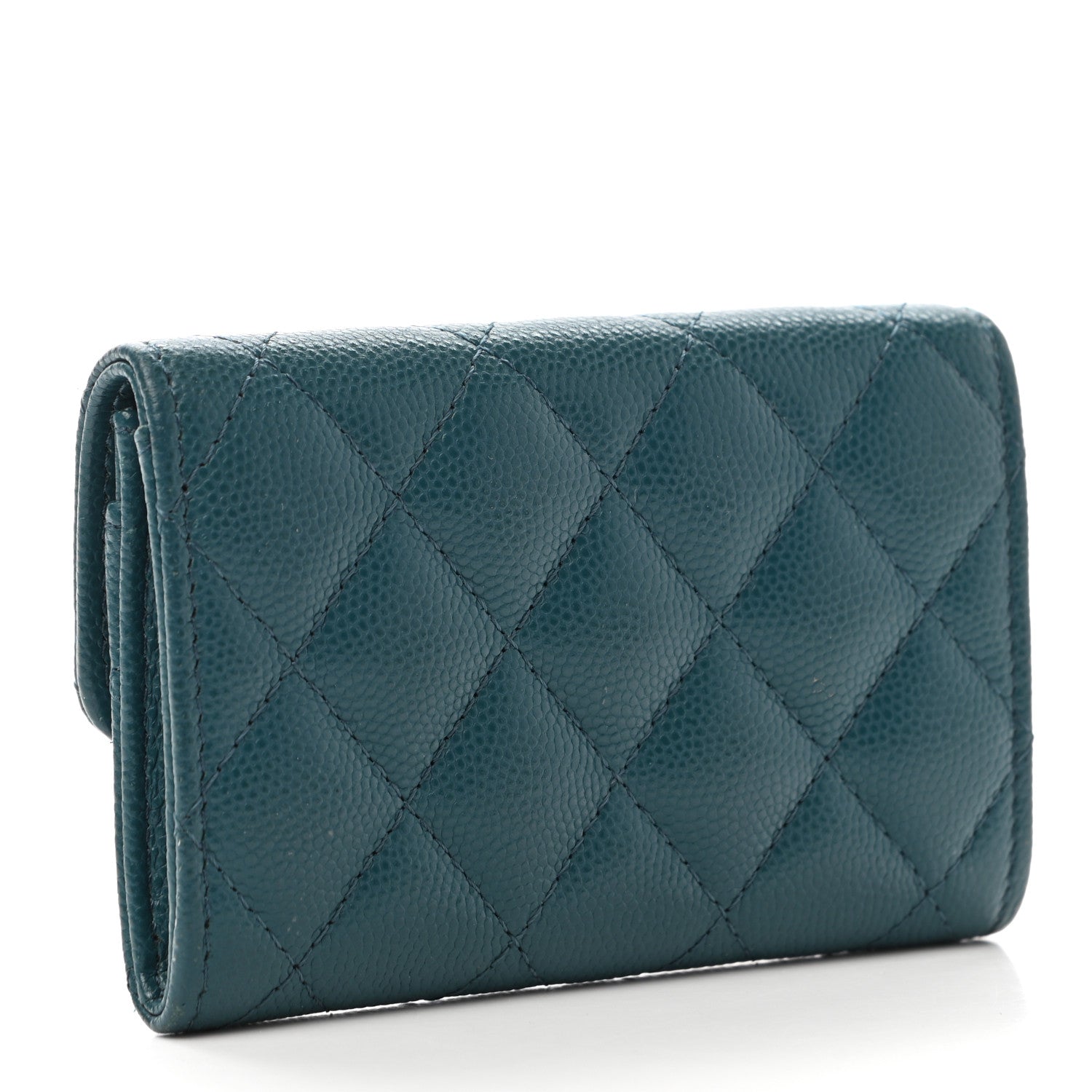 Chanel Caviar Quilted Flap Card Holder Dark Turquoise 3 of 8
