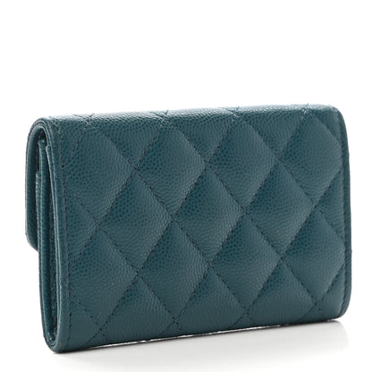Chanel Caviar Quilted Flap Card Holder Dark Turquoise 3 of 8