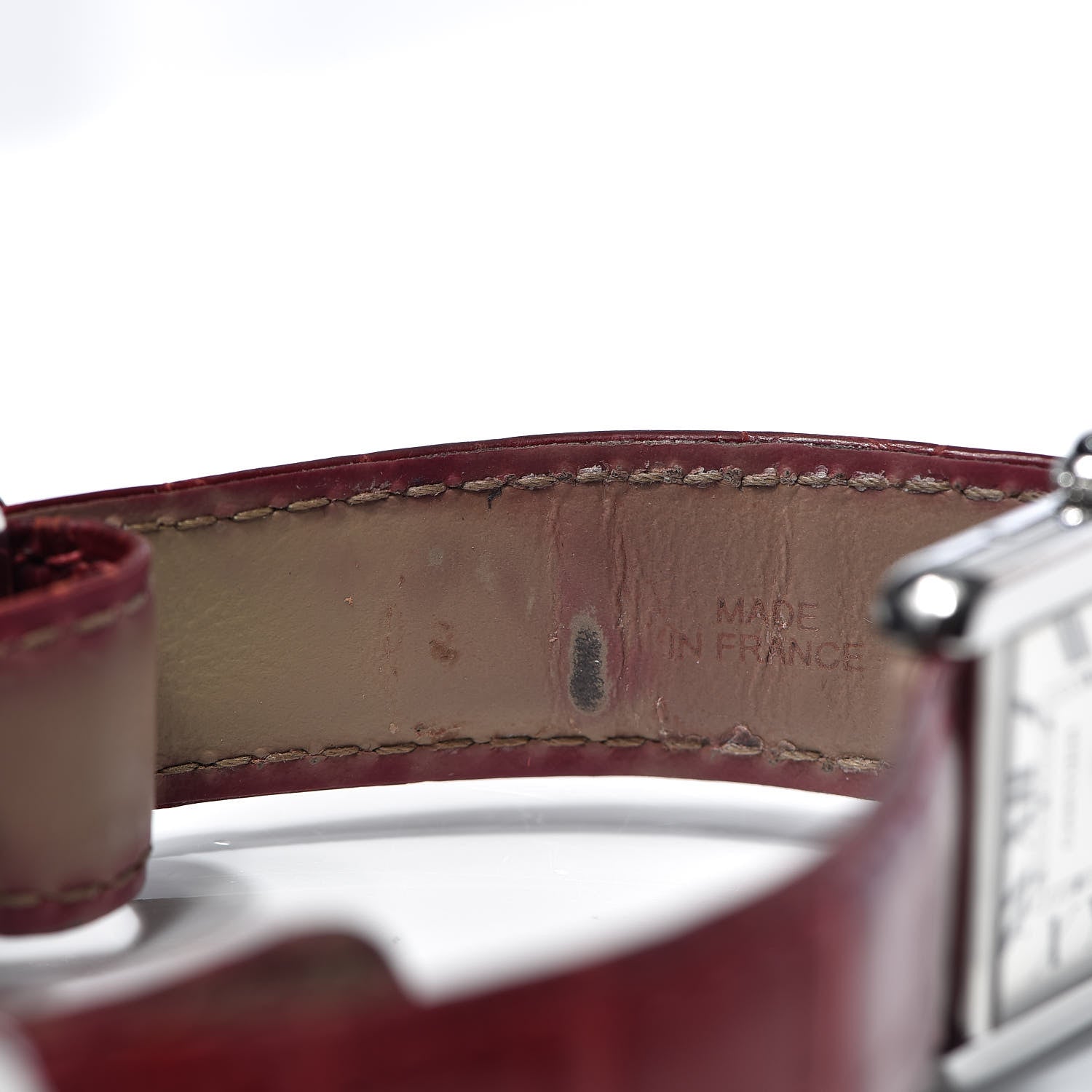 Cartier Stainless Steel Alligator 27mm Tank Solo Quartz Watch Red 8 of 9