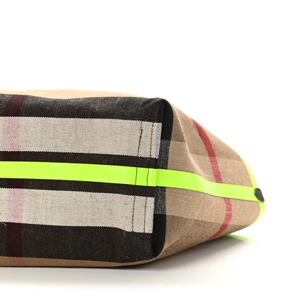 Burberry Canvas Mega Check The Giant Reversible Tote Black Neon Yellow 16 of 17