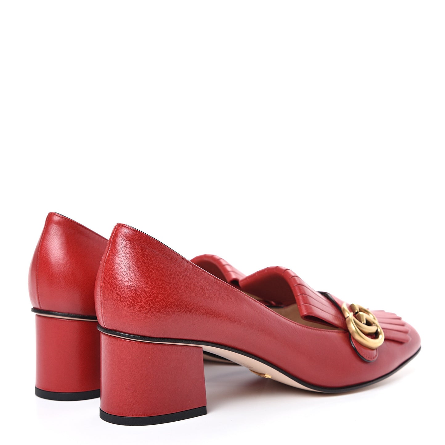 Malaga Kid GG Marmont Fringe 50mm Loafer Pumps 41 Hibiscus Red