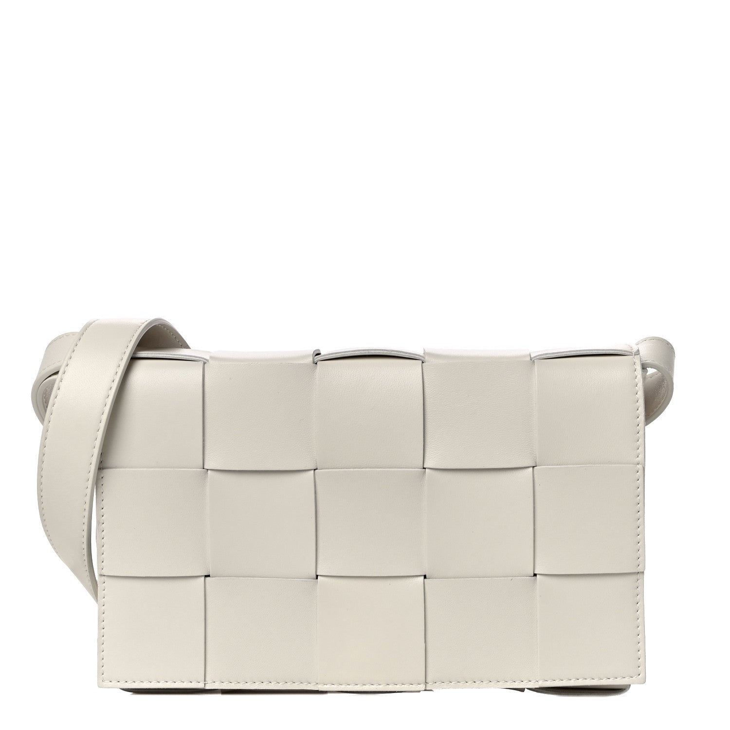 Bottega Veneta Lambskin Maxi Intrecciato Cassette Crossbody Bag White 1 of 11