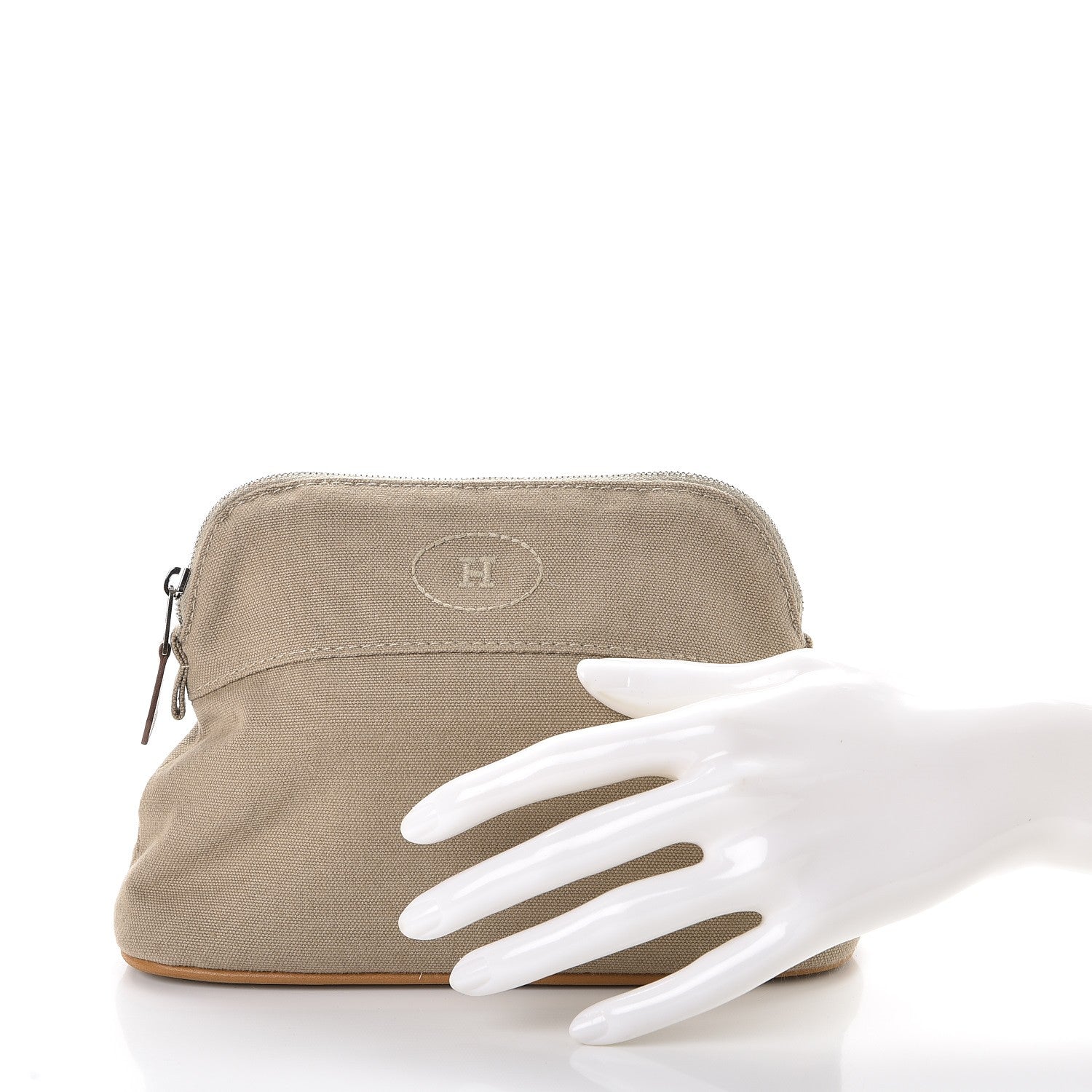 Hermes Cotton Canvas Mini Bolide Travel Cosmetic Pouch Gris Ponce 2 of 10